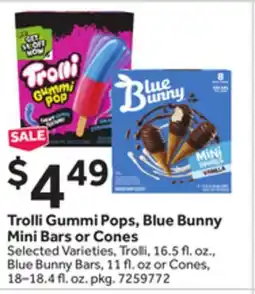 Stop&Shop Trolli Gummi Pops, Blue Bunny Mini Bars or Cones offer
