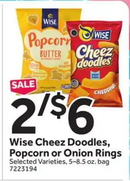 Stop&Shop Wise Cheez Doodles, Popcorn or Onion Rings offer