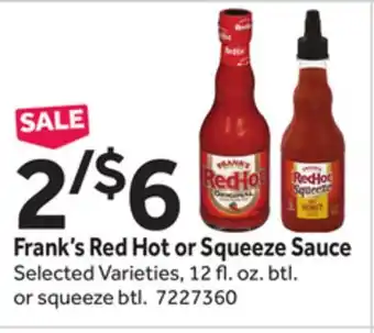 Stop&Shop Frank's Red Hot or Squeeze Sauce offer