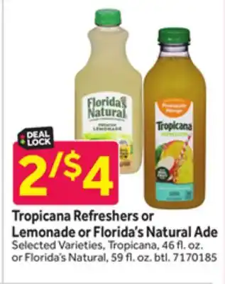 Stop&Shop Tropicana Refreshers or Lemonade or Florida's Natural Ade offer