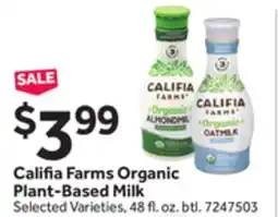 Stop&Shop Califia Farms Organic Plant-Based Milk offer