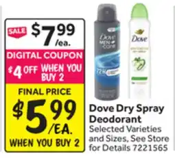 Stop&Shop Dove Dry Spray Deodorant offer