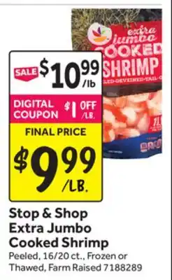 Stop&Shop Stop & Shop Extra Jumbo Cooked Shrimp offer
