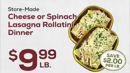 DeCicco & Sons Cheese or Spinach Lasagna Rollatini Dinner offer