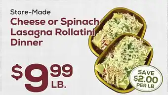 DeCicco & Sons Cheese or Spinach Lasagna Rollatini Dinner offer