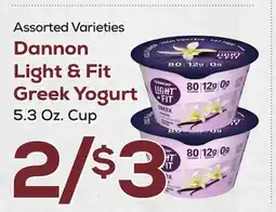 DeCicco & Sons Dannon Light & Fit Greek Yogurt offer