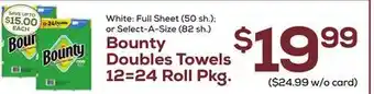 DeCicco & Sons Bounty Doubles Towels 12=24 Roll Pkg offer