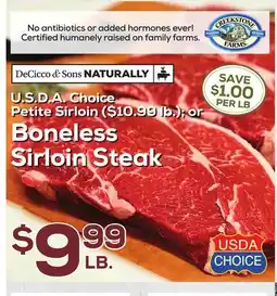 DeCicco & Sons Boneless Sirloin Steak offer