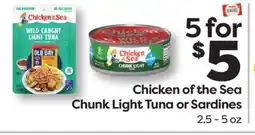 Weis Markets Chicken of the Sea Chunk Light Tuna or Sardines offer