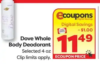 Weis Markets Dove Whole Body Deodorant offer