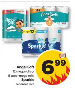 Weis Markets Angel Soft 12 mega rolls or 8 super mega rolls Sparkle 6 double rolls offer