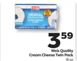 Weis Markets Weis Quality Cream Cheese Twin Pack offer