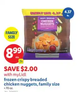 Lidl frozen crispy breaded chicken nuggets, family size offer