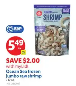 Lidl Ocean Sea frozen jumbo raw shrimp offer