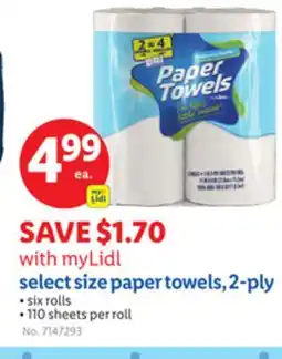 Lidl select size paper towels, 2-ply offer