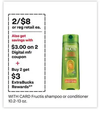 CVS Fructis shampoo or conditioner 10.2-13 oz offer