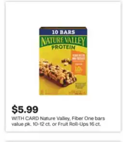 CVS Nature Valley, Fiber One bars value pk. 10-12 ct. or Fruit Roll-Ups 16 ct offer