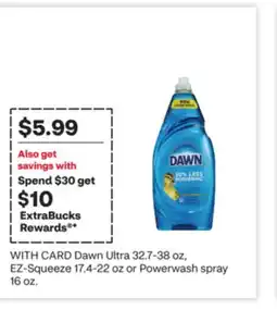 CVS Dawn Ultra 32.7-38 oz, EZ-Squeeze 17.4-22 oz or Powerwash spray 16 oz offer