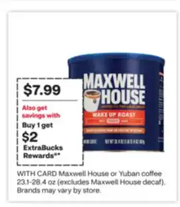 CVS Maxwell House or Yuban coffee 23.1-28.4 oz offer