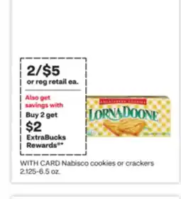 CVS Nabisco cookies or crackers 2.125-6.5 oz offer