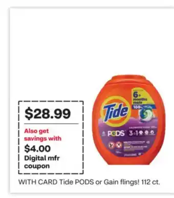 CVS Tide PODS or Gain flings! offer