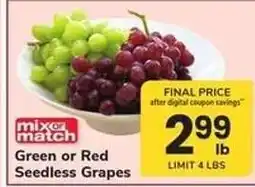 Safeway Green or Red Seedless Grapes offer