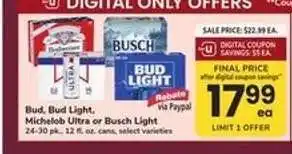 Safeway Bud, Bud Light, Michelob Ultra or Busch Light offer