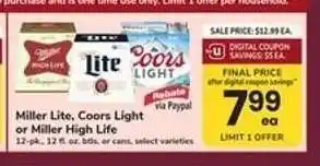 Safeway Miller Lite, Coors Light or Miller High Life offer