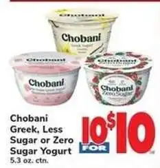 Safeway Chobani Greek, Less Sugar or Zero Sugar Yogurt offer