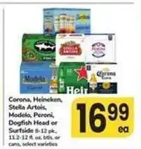 Safeway Corona, Heineken, Stella Artois, Modelo, Peroni, Dogfish Head or Surfside offer
