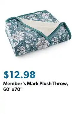 Sam's Club Member's Mark Plush Throw, 60x70 offer
