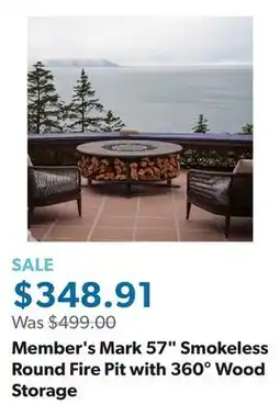 Sam's Club Member's Mark 57 Smokeless Round Fire Pit with 360° Wood Storage offer
