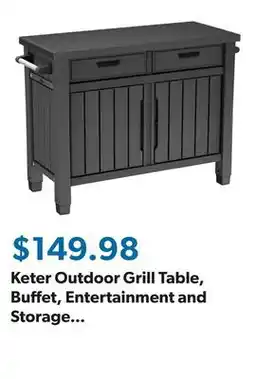 Sam's Club Keter Outdoor Grill Table, Buffet, Entertainment and Storage Cabinet w/ Drawers, Graphite Gray offer