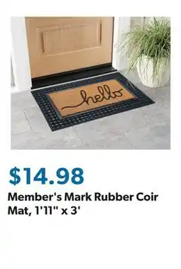 Sam's Club Member's Mark Rubber Coir Mat, 1'11 x 3' offer