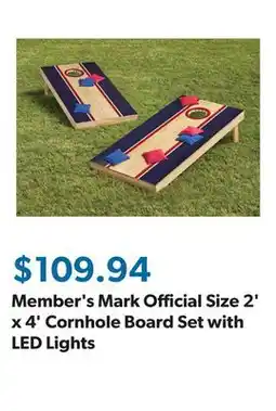 Sam's Club Member's Mark Official Size 2' x 4' Cornhole Board Set with LED Lights offer