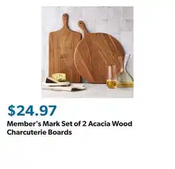 Sam's Club Member's Mark Set of 2 Acacia Wood Charcuterie Boards offer