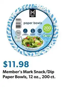 Sam's Club Member's Mark Snack/Dip Paper Bowls, 12 oz., 200 ct offer
