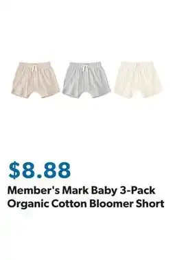 Sam's Club Member's Mark Baby 3-Pack Organic Cotton Bloomer Short offer