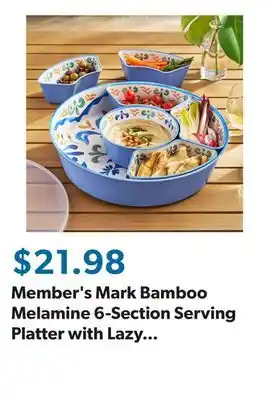 Sam's Club Member's Mark Bamboo Melamine 6-Section Serving Platter with Lazy Susan Base and Storage Lid offer