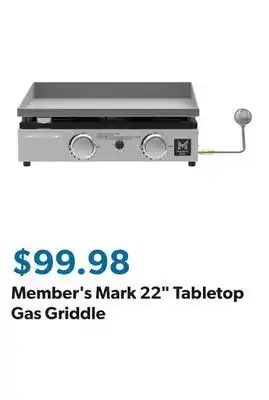 Sam's Club Member's Mark 22 Tabletop Gas Griddle offer