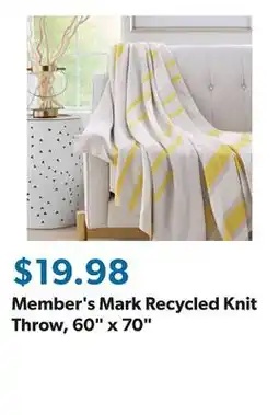 Sam's Club Member's Mark Recycled Knit Throw, 60 x 70 offer