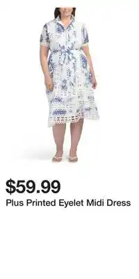 TJ Maxx Plus Printed Eyelet Midi Dress offer