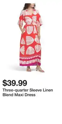 TJ Maxx Three-quarter Sleeve Linen Blend Maxi Dress offer
