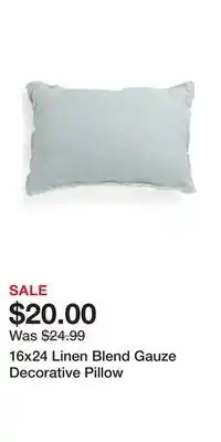 TJ Maxx 16x24 Linen Blend Gauze Decorative Pillow offer