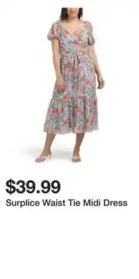 TJ Maxx Surplice Waist Tie Midi Dress offer