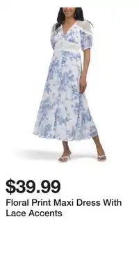 TJ Maxx Floral Print Maxi Dress With Lace Accents offer