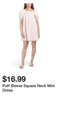 TJ Maxx Puff Sleeve Square Neck Mini Dress offer