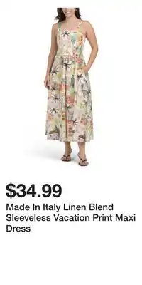 TJ Maxx Made In Italy Linen Blend Sleeveless Vacation Print Maxi Dress offer