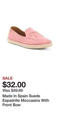 TJ Maxx Made In Spain Suede Espadrille Moccasins With Front Bow offer