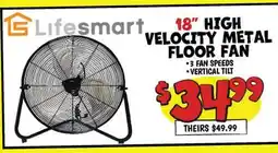 Ollie's Lifesmart 18 HIGH VELOCITY METAL FLOOR FAN offer